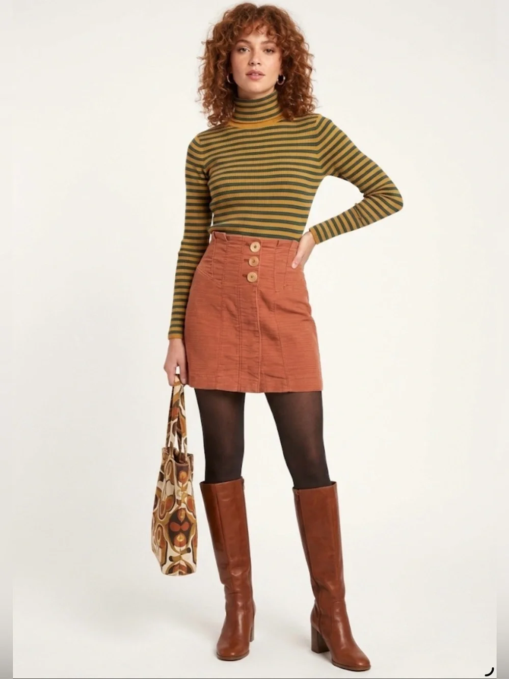 Free People Button-Front Mini Skirt - Rust Size 6